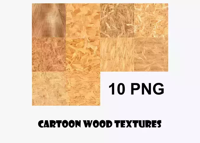 Cartoon Wood Textures Pack 21 - 10x PNG 