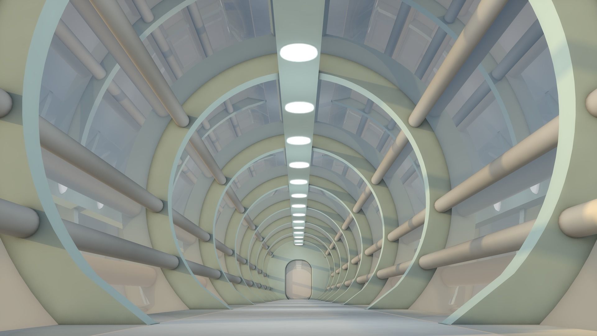 Sci Fi Tunnel Low-poly 3D model_4
