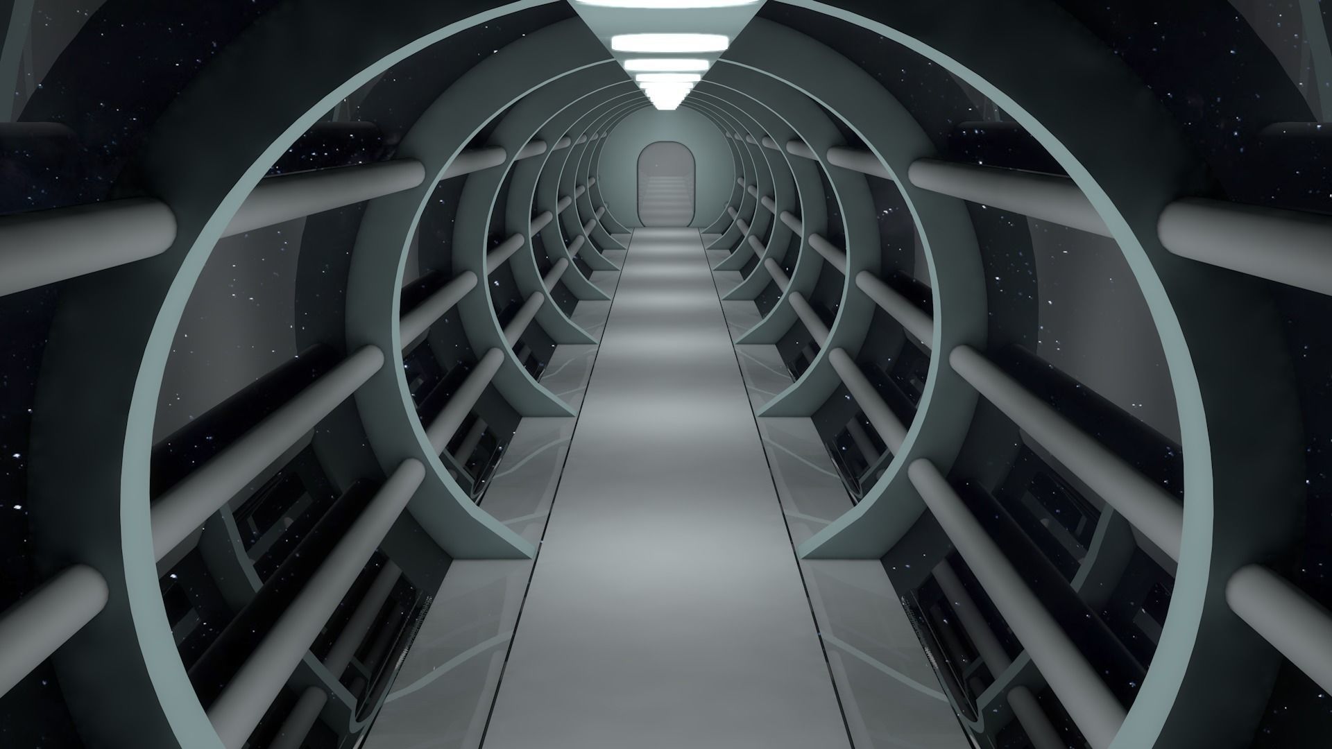 Sci Fi Tunnel Low-poly 3D model_3