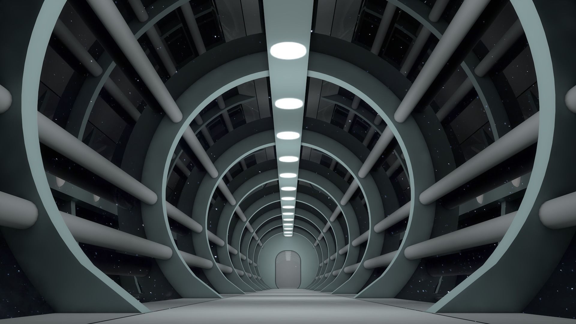 Sci Fi Tunnel Low-poly 3D model_1