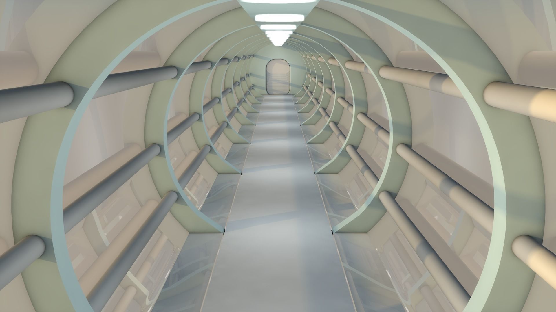 Sci Fi Tunnel Low-poly 3D model_7