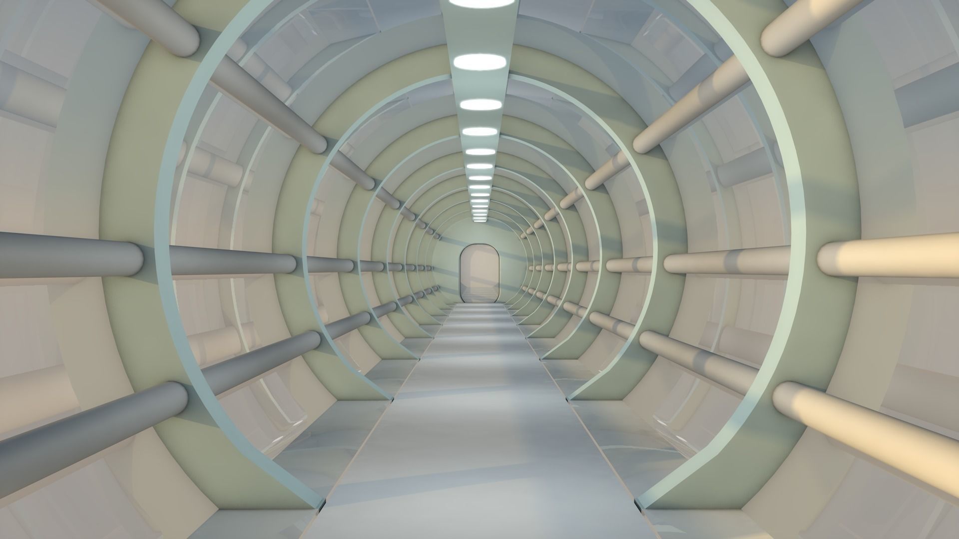 Sci Fi Tunnel Low-poly 3D model_2