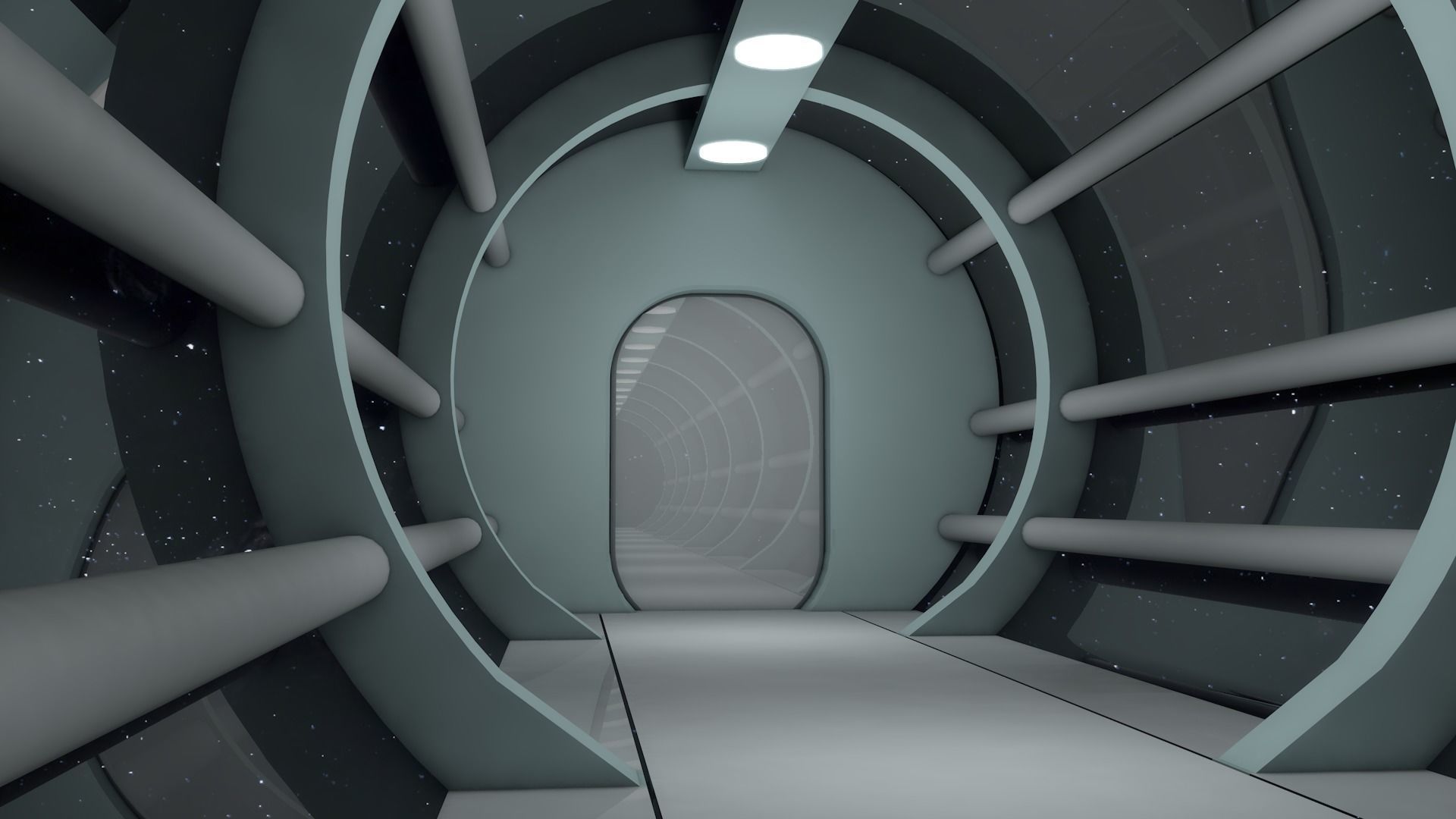 Sci Fi Tunnel Low-poly 3D model_6