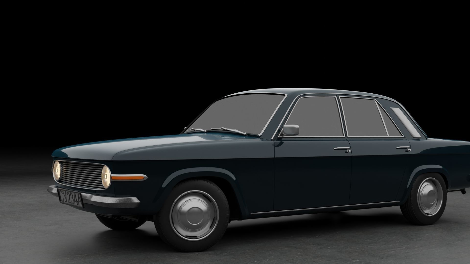 Generic 70s soviet sedan 3D model_3