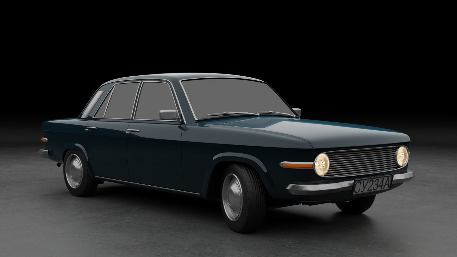 Generic 70s soviet sedan 3D model_4