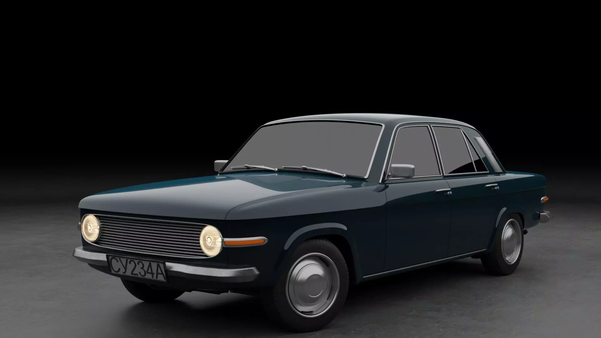Generic 70s soviet sedan 3D model_0