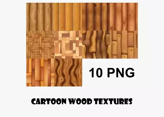 Cartoon Wood Textures Pack 22 - 10x PNG 