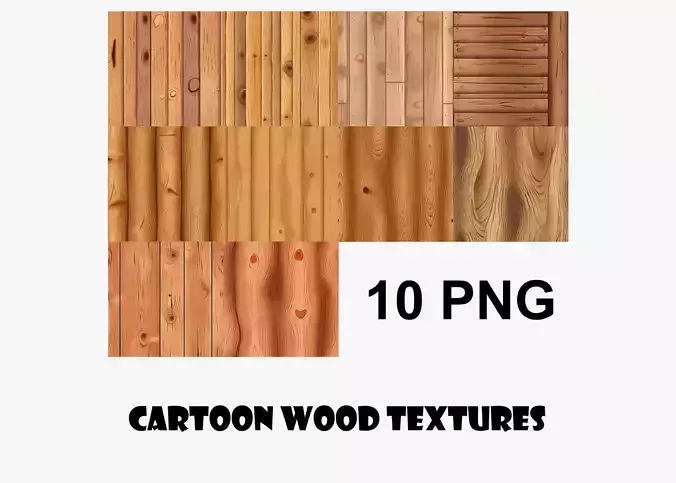 Cartoon Wood Textures Pack 24 - 10x PNG 