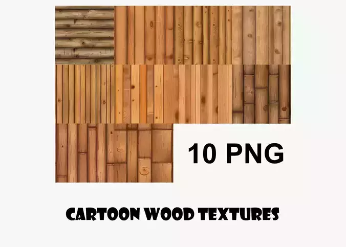 Cartoon Wood Textures Pack 27 - 10x PNG 