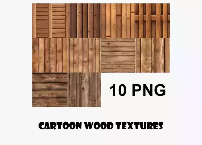 Cartoon Wood Textures Pack 28 - 10x PNG 