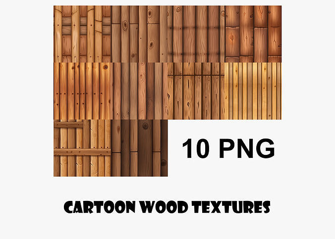 Cartoon Wood Textures Pack 29 - 10x PNG  Texture