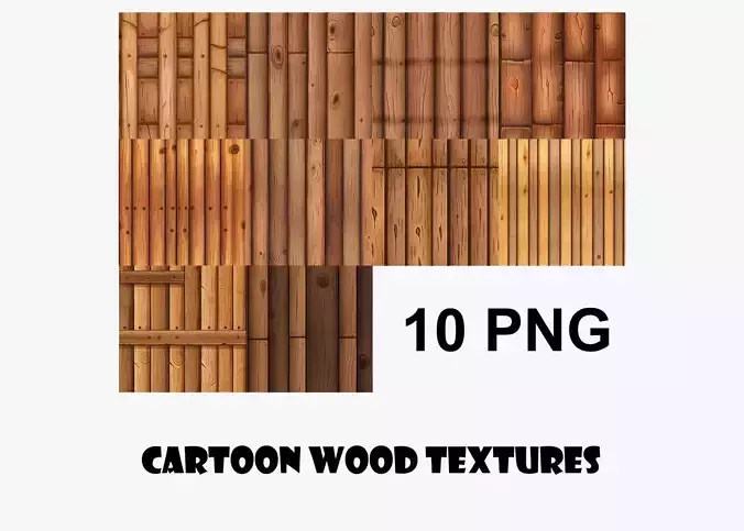 Cartoon Wood Textures Pack 29 - 10x PNG 