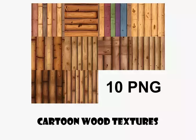 Cartoon Wood Textures Pack 30 - 10x PNG 