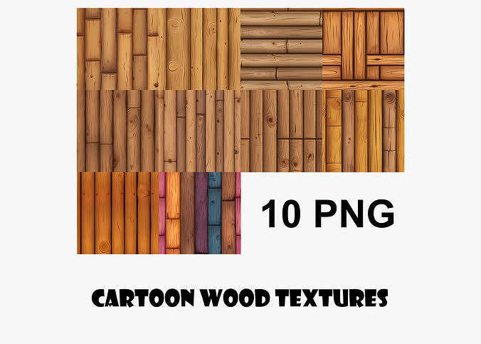 Cartoon Wood Textures Pack 32 - 10x PNG  Texture