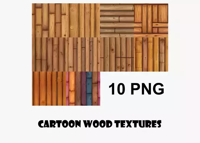 Cartoon Wood Textures Pack 32 - 10x PNG 