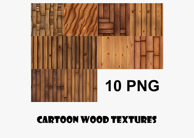 Cartoon Wood Textures Pack 33 - 10x PNG  Texture