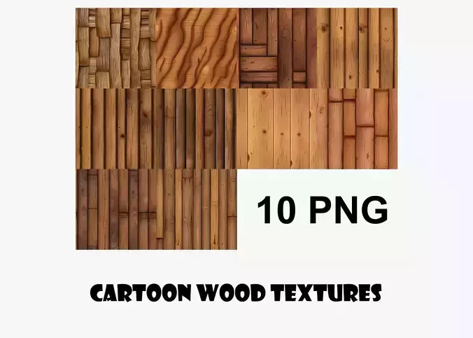 Cartoon Wood Textures Pack 33 - 10x PNG 