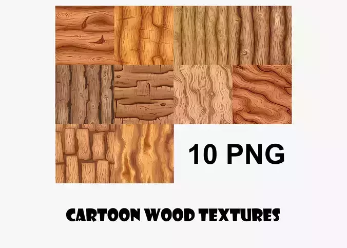 Cartoon Wood Textures Pack 34 - 10x PNG 