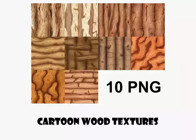 Cartoon Wood Textures Pack 35 - 10x PNG 
