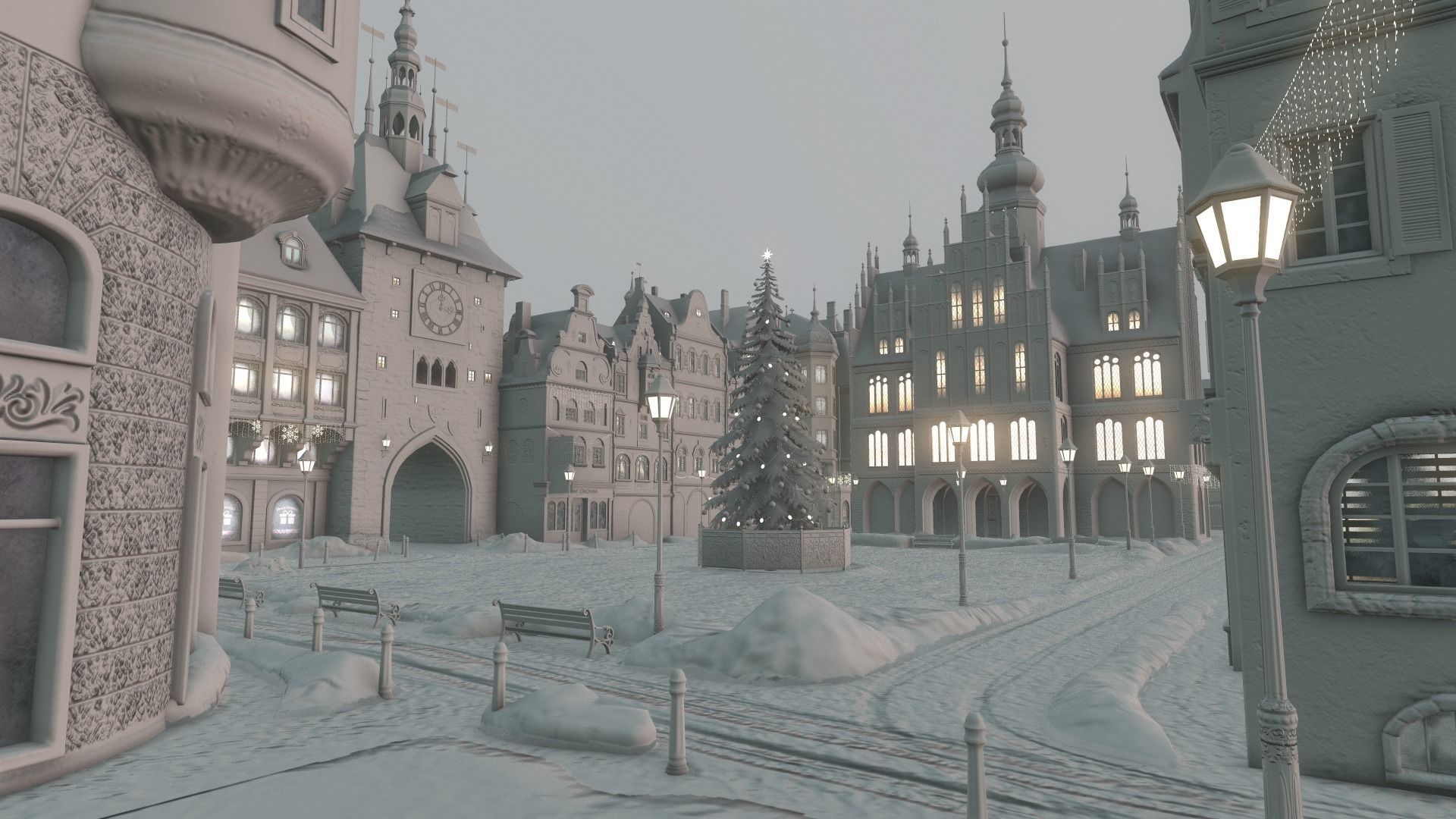 Town Square Christmas 3D model_75