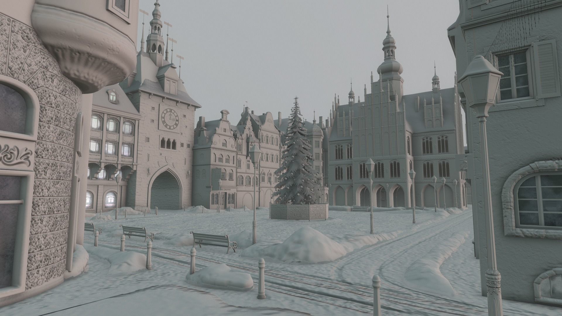 Town Square Christmas 3D model_76