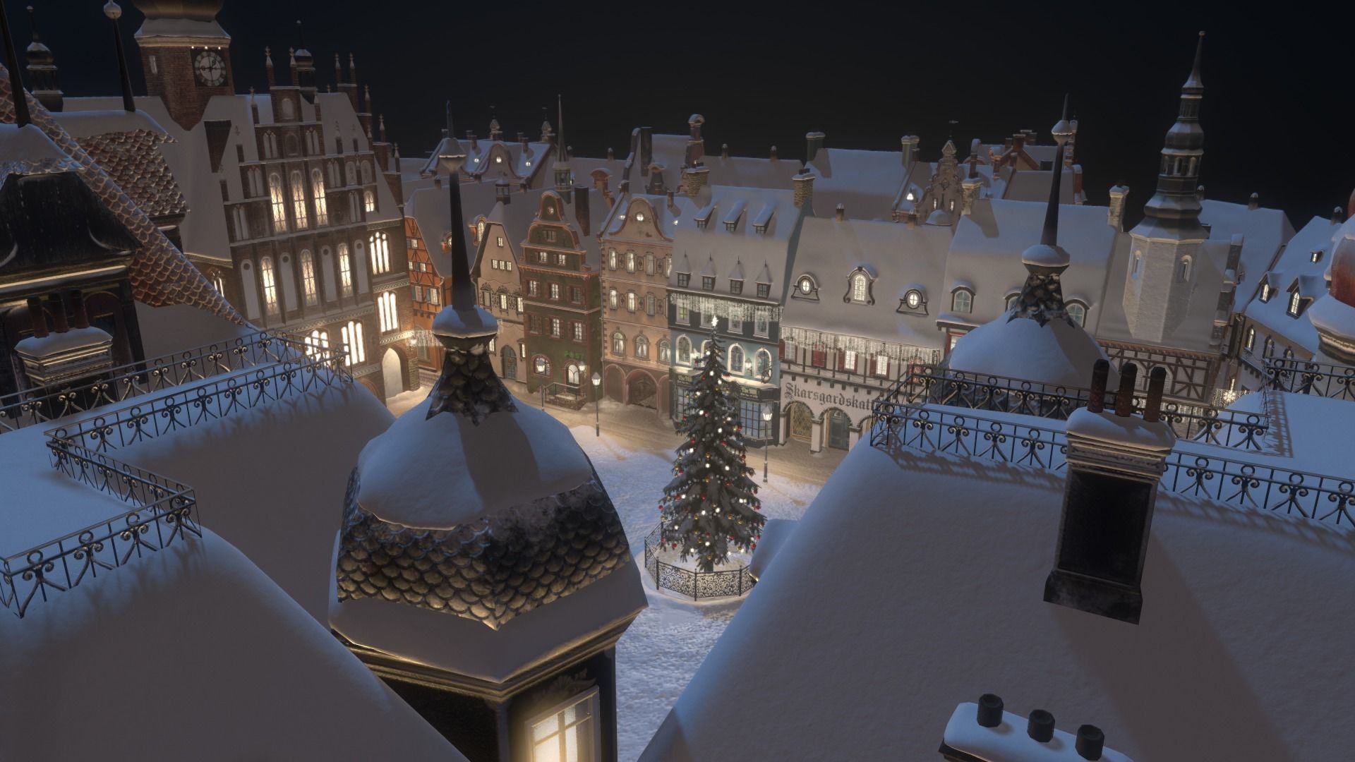 Town Square Christmas 3D model_32
