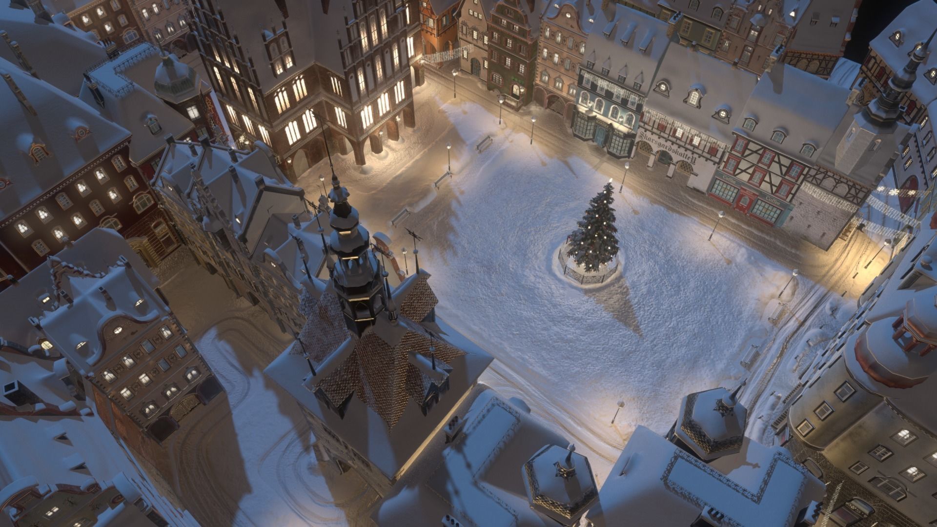 Town Square Christmas 3D model_12