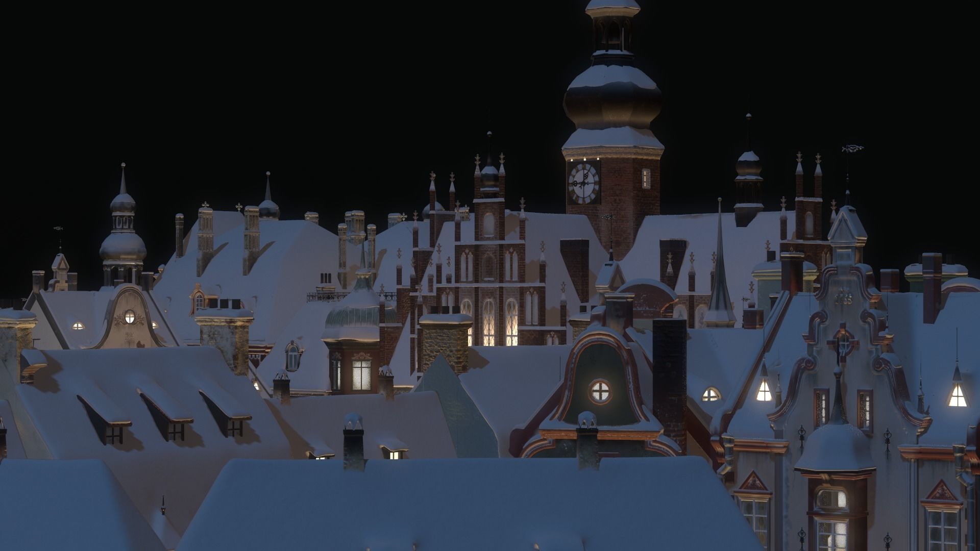 Town Square Christmas 3D model_45