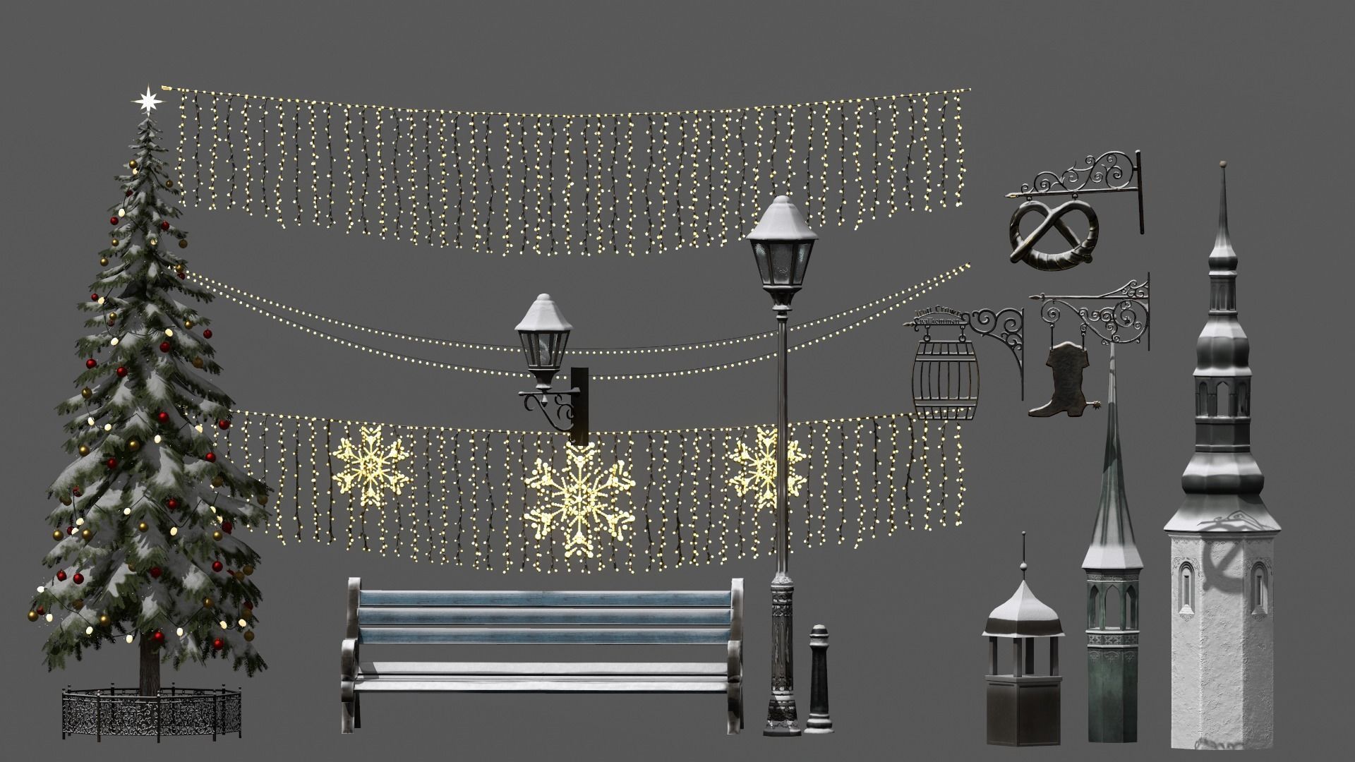 Town Square Christmas 3D model_144