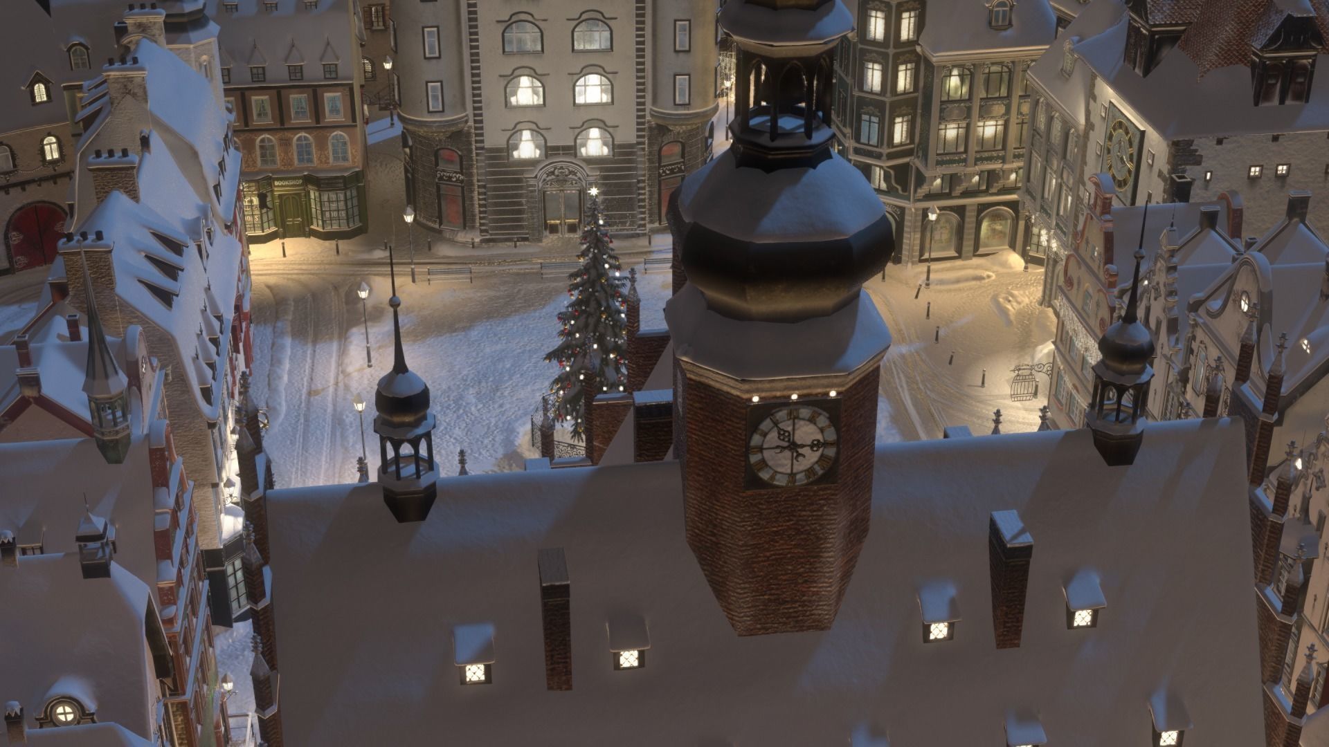 Town Square Christmas 3D model_36