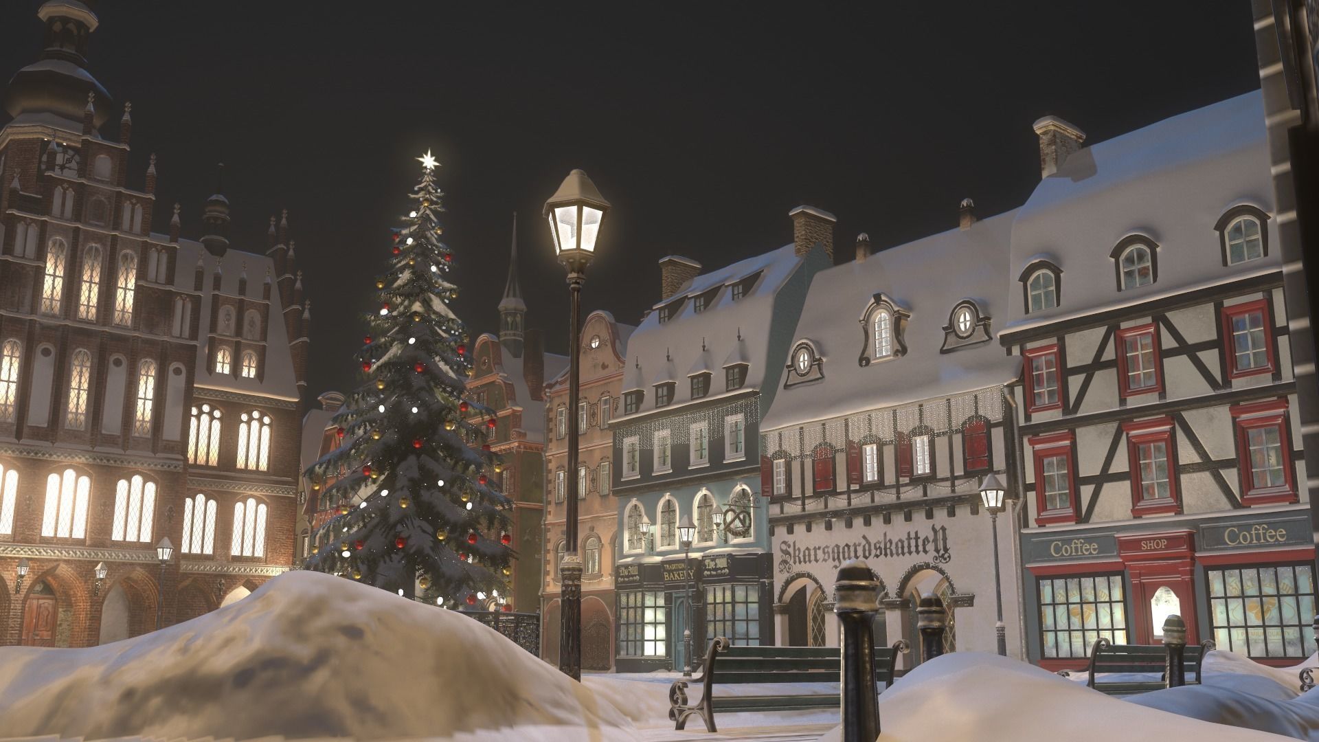 Town Square Christmas 3D model_26