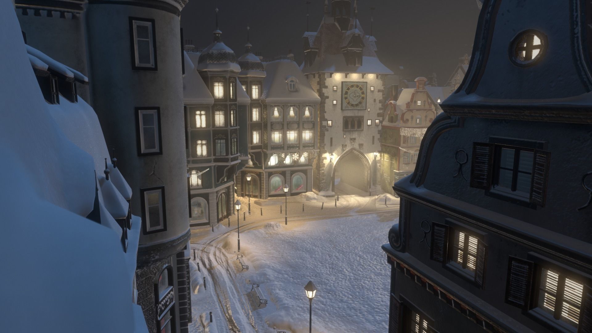 Town Square Christmas 3D model_35