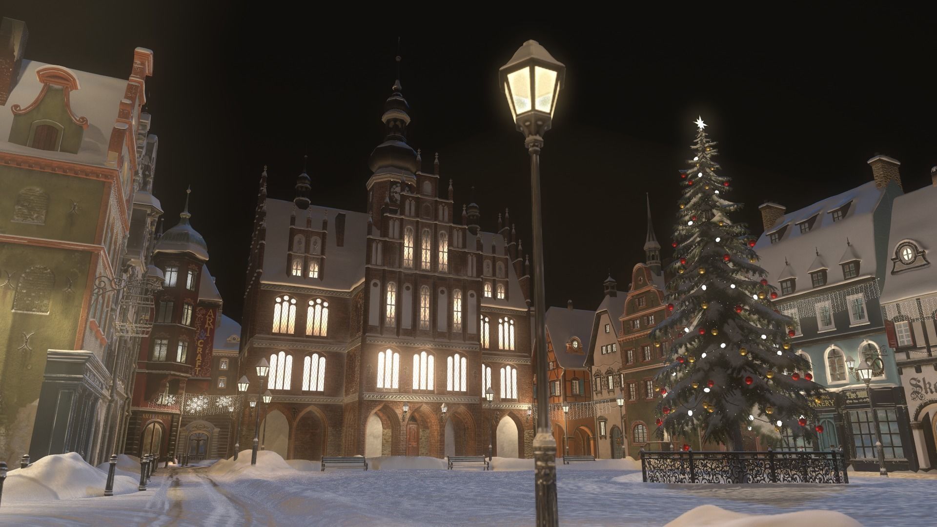 Town Square Christmas 3D model_43