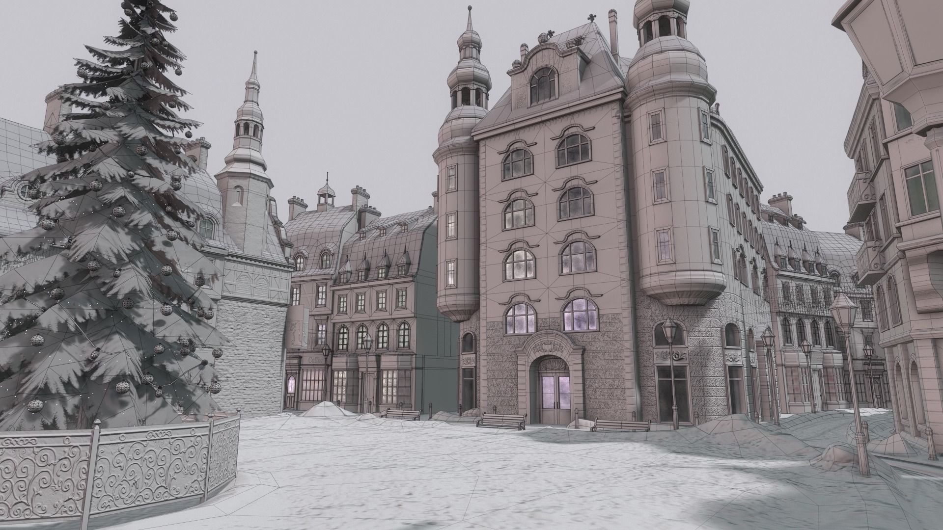 Town Square Christmas 3D model_142