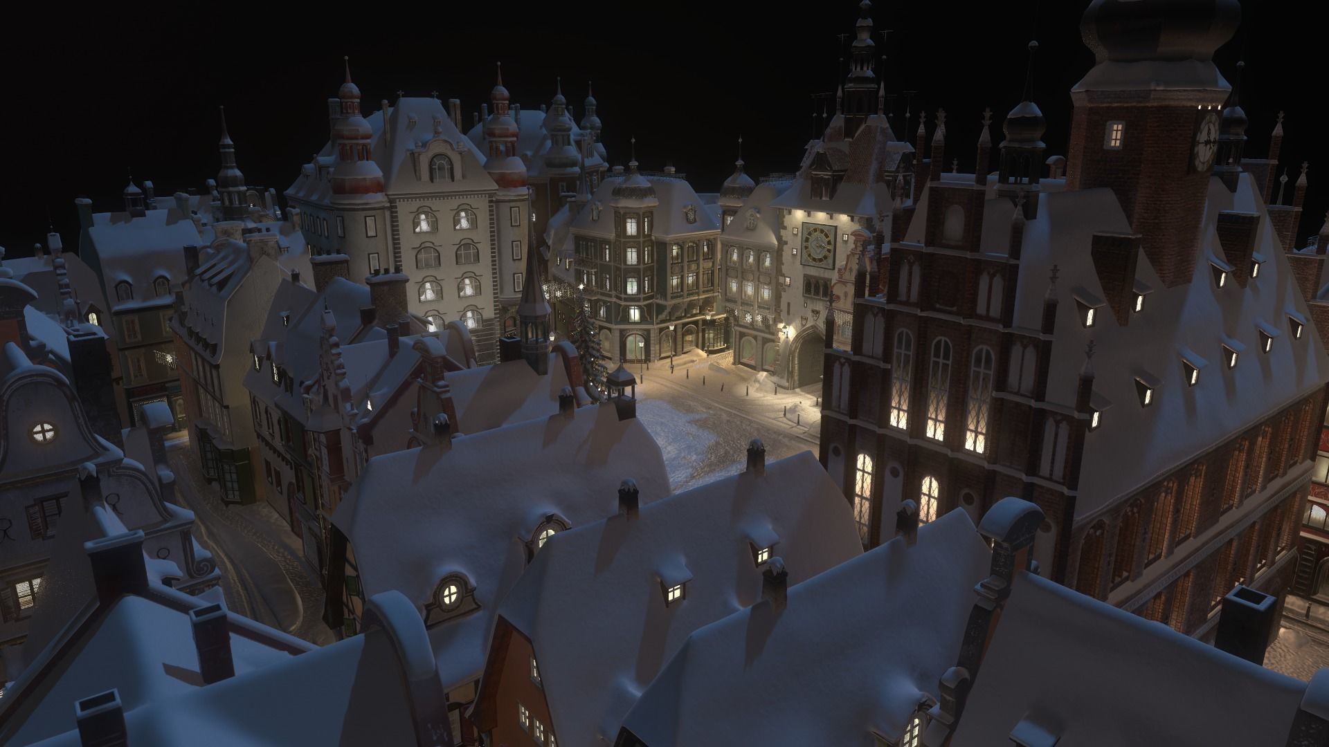 Town Square Christmas 3D model_37