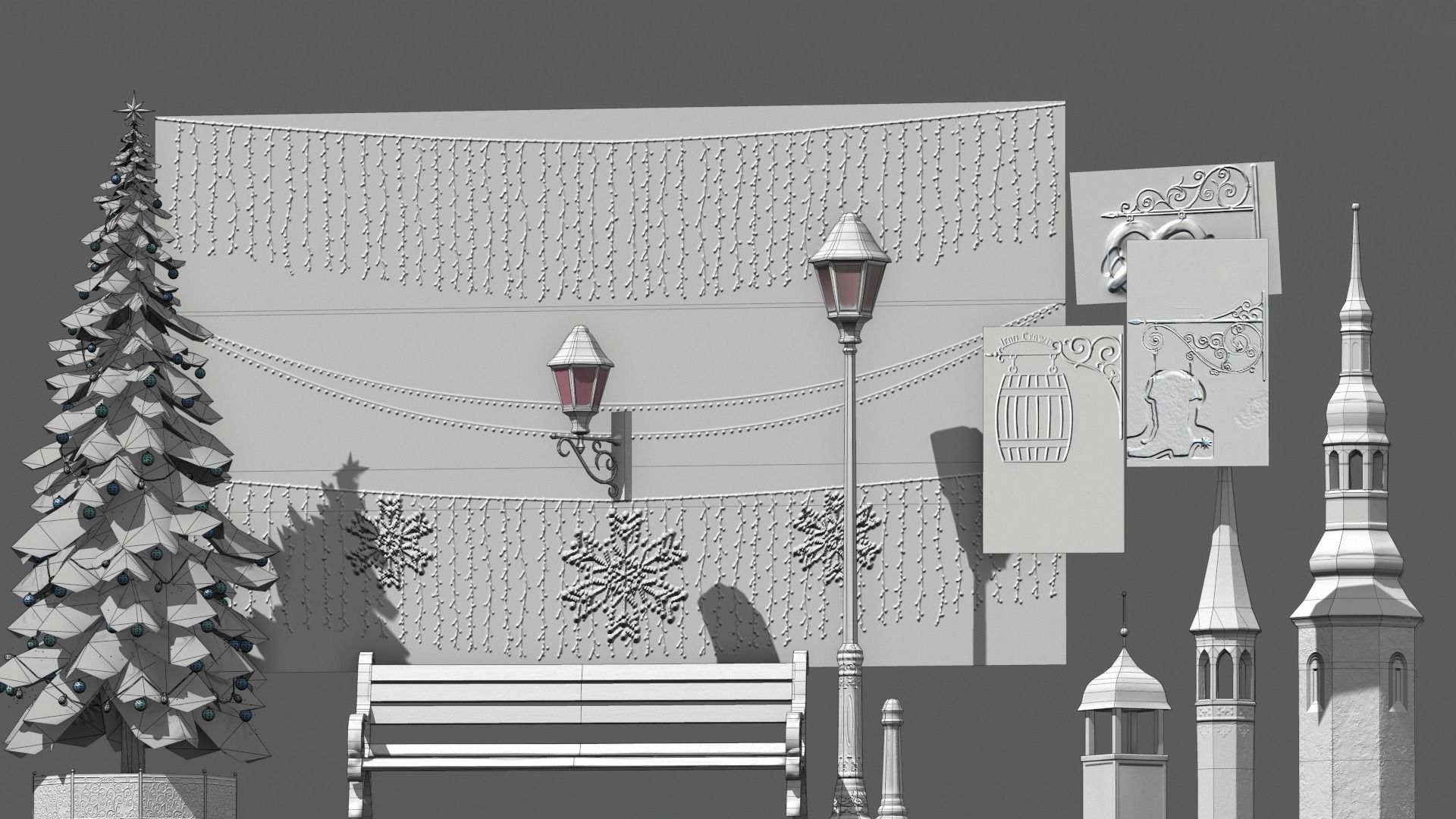 Town Square Christmas 3D model_145