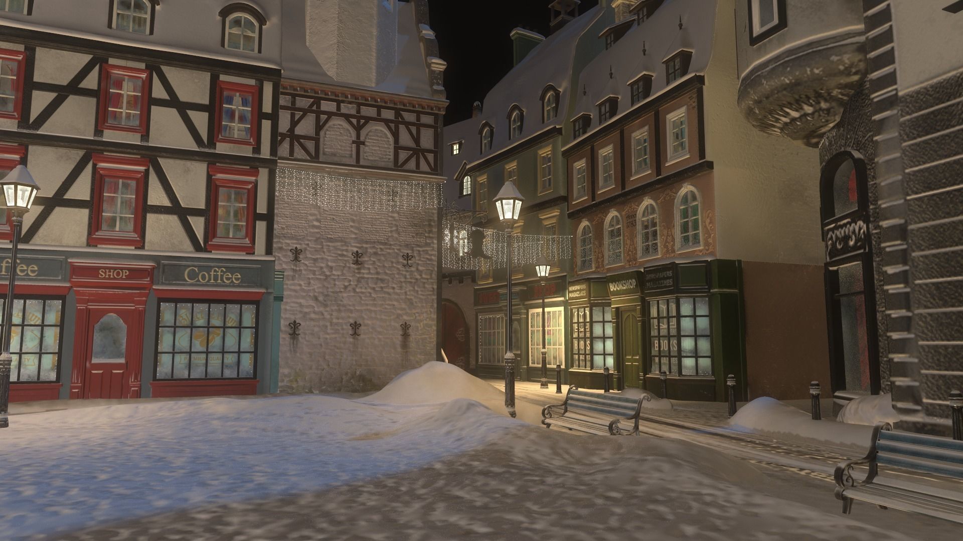 Town Square Christmas 3D model_42