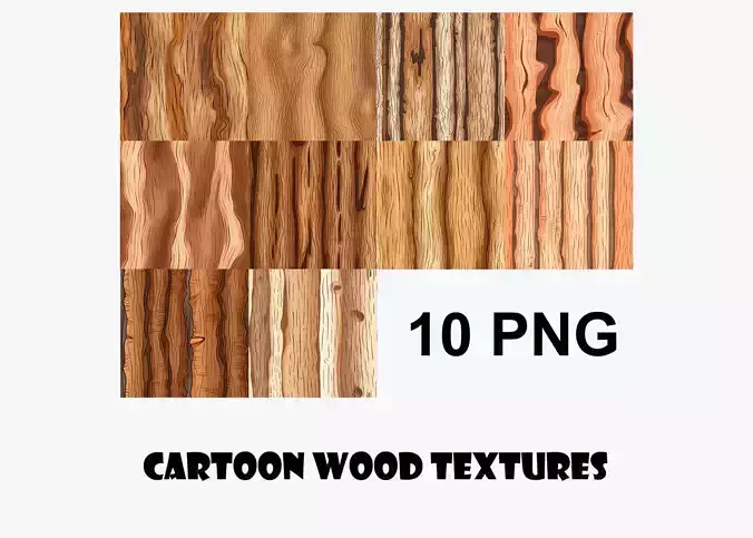 Cartoon Wood Textures Pack 36 - 10x PNG 