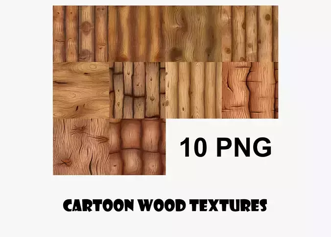 Cartoon Wood Textures Pack 37 - 10x PNG 