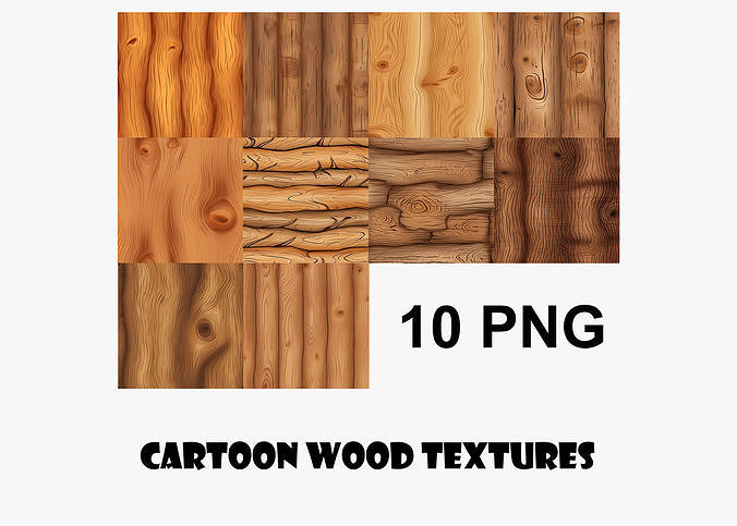 Cartoon Wood Textures Pack 38 - 10x PNG  Texture