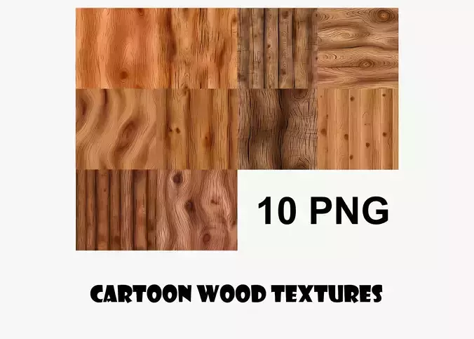 Cartoon Wood Textures Pack 39 - 10x PNG 
