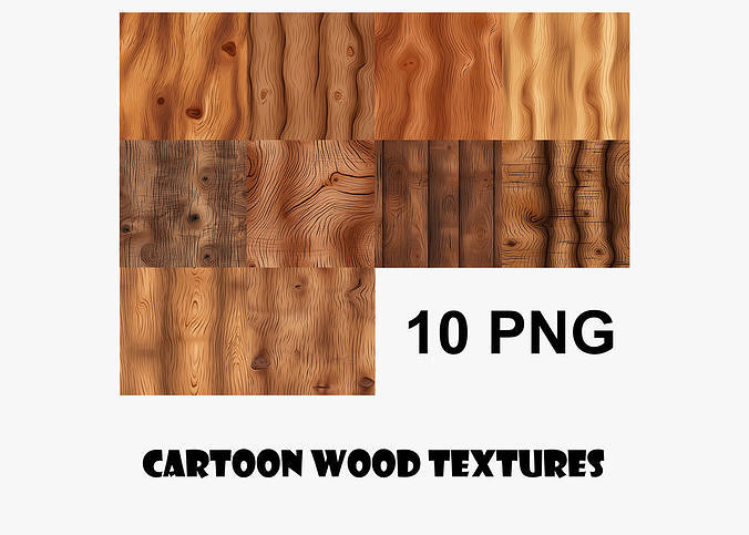 Cartoon Wood Textures Pack 40 - 10x PNG  Texture