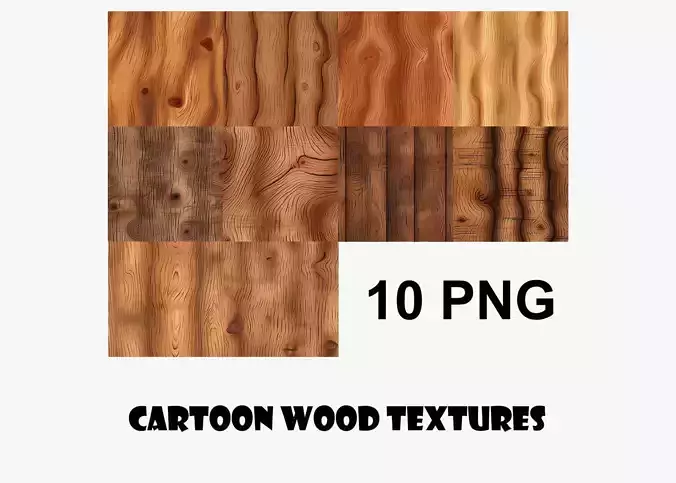Cartoon Wood Textures Pack 40 - 10x PNG 