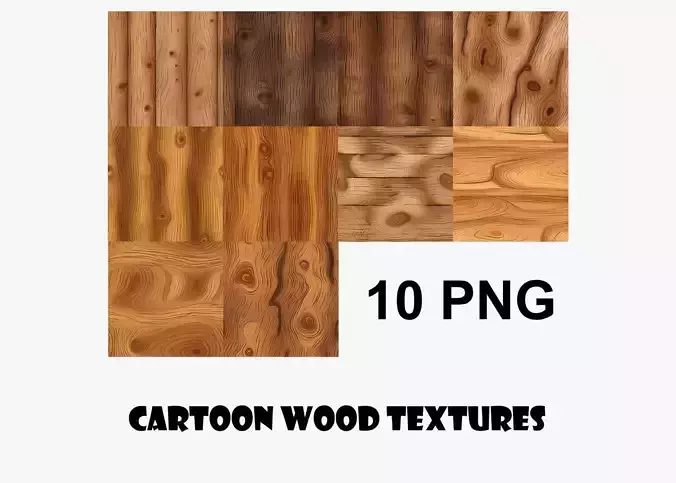 Cartoon Wood Textures Pack 41 - 10x PNG 