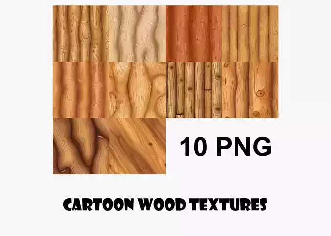 Cartoon Wood Textures Pack 42  - 10x PNG 