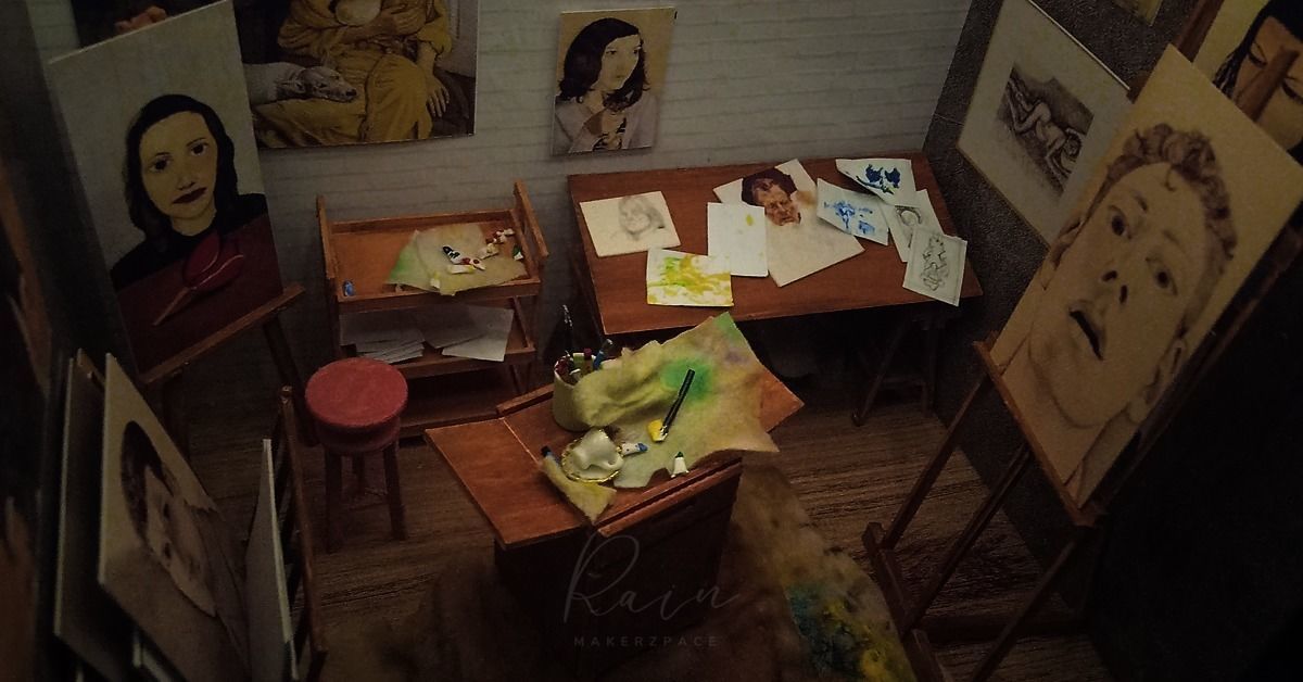 Mini Art Studio Furniture Collection 9  Items Miniature 3D print model_6