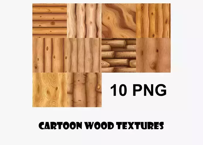 Cartoon Wood Textures Pack 43 - 10x PNG 