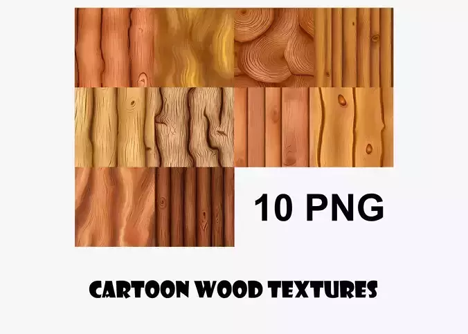 Cartoon Wood Textures Pack 44 - 10x PNG 