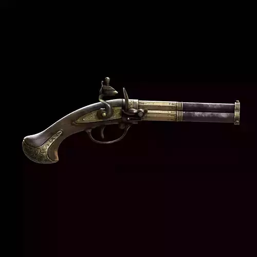 3 Barrel Flintlock Pistol