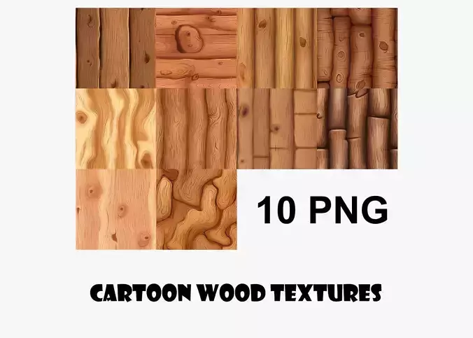 Cartoon Wood Textures Pack 45 - 10x PNG 